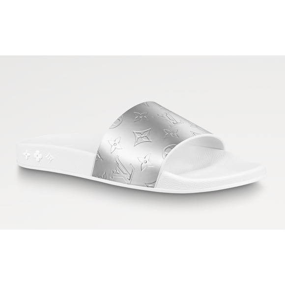 Louis Vuitton Waterfront Mule White Silver Monogram Slide Sandal UK 9 US 10 11 - Picture 1 of 16